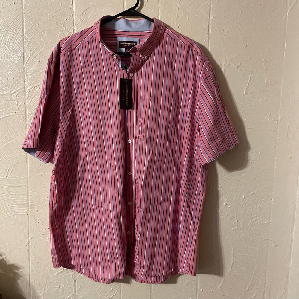 Johnston & Murphy Vibrant Pink and Blue Striped Shirt